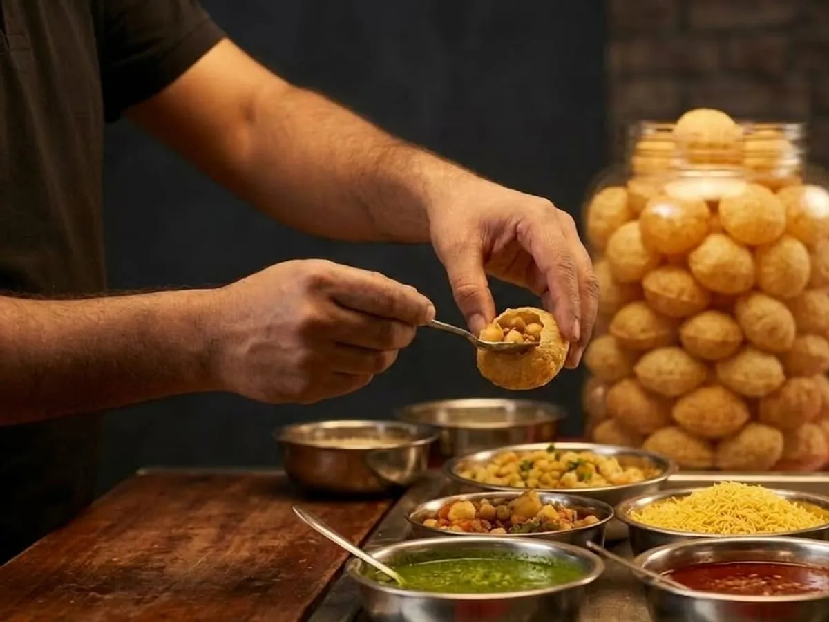 Chaat & Pani Puri Counter set up at a catering event