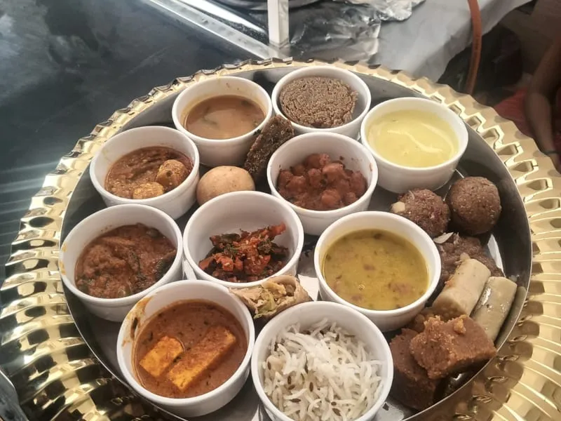 Gujarati vegetarian food served for a catering event