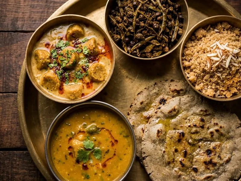 Marwadi vegetarian food served for a catering event